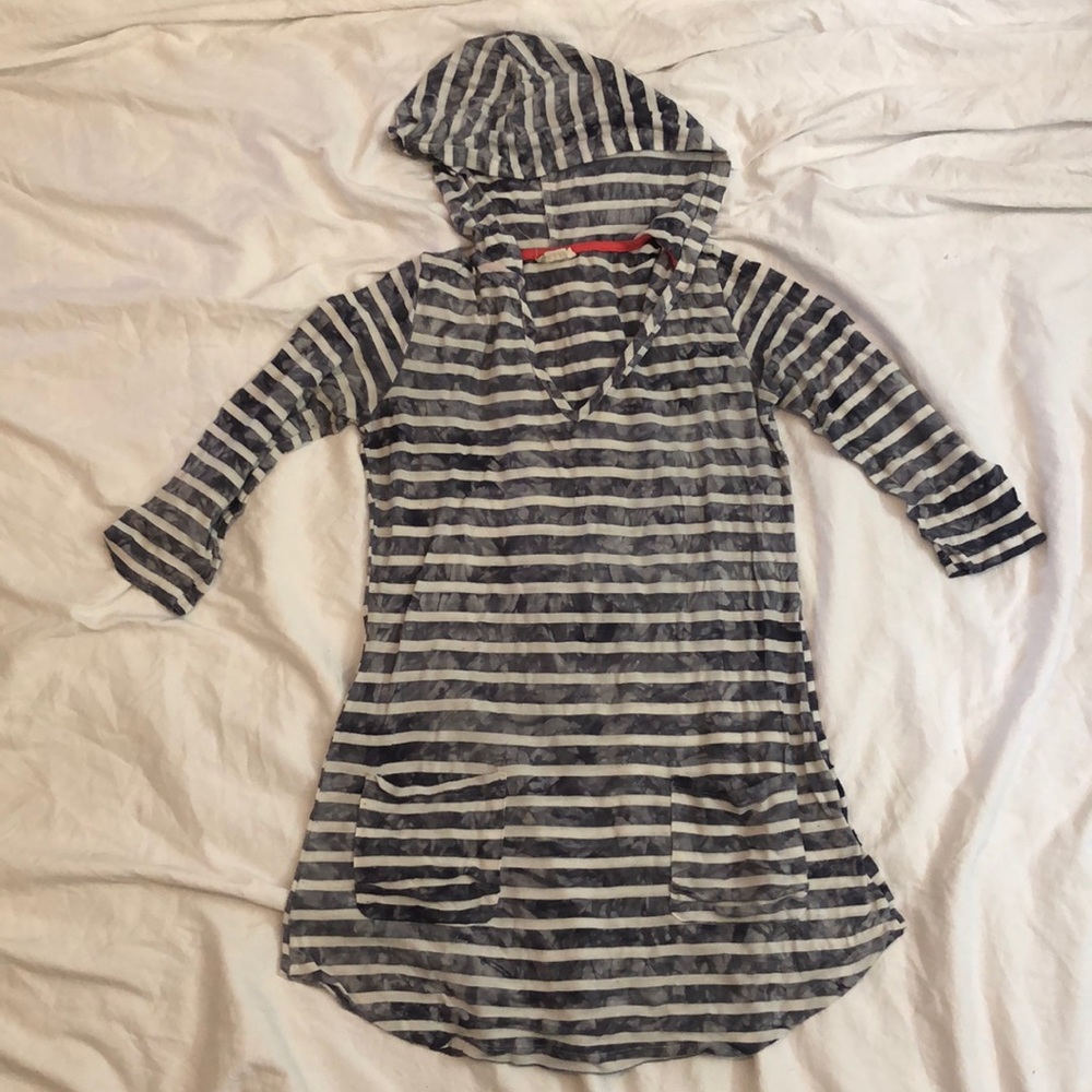 Akini Hooded Stripe Beach Cover Up